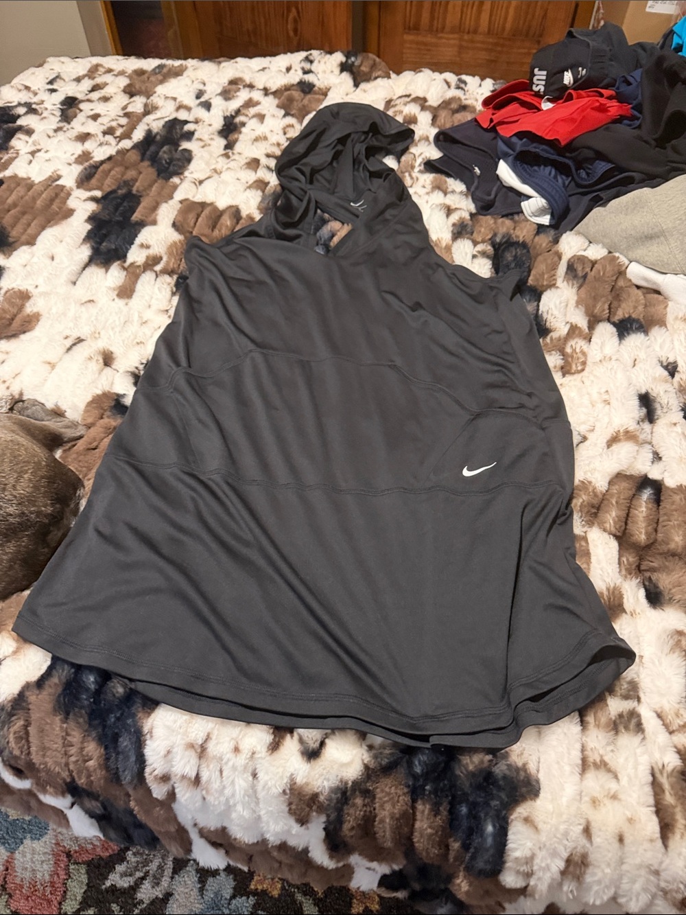 Nike Black Sleeveless Hooded Tank with Swoosh